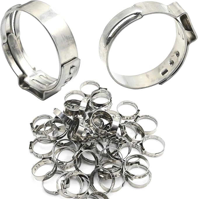 EATAKWARD 3/4 Inch Pex Crimp Ring, 50 Pack Pex Fitting Clamps Pinch Ring, 304 Stainless Steel Clamps Pinch Ring for PEX Tubing Fittings Connection
