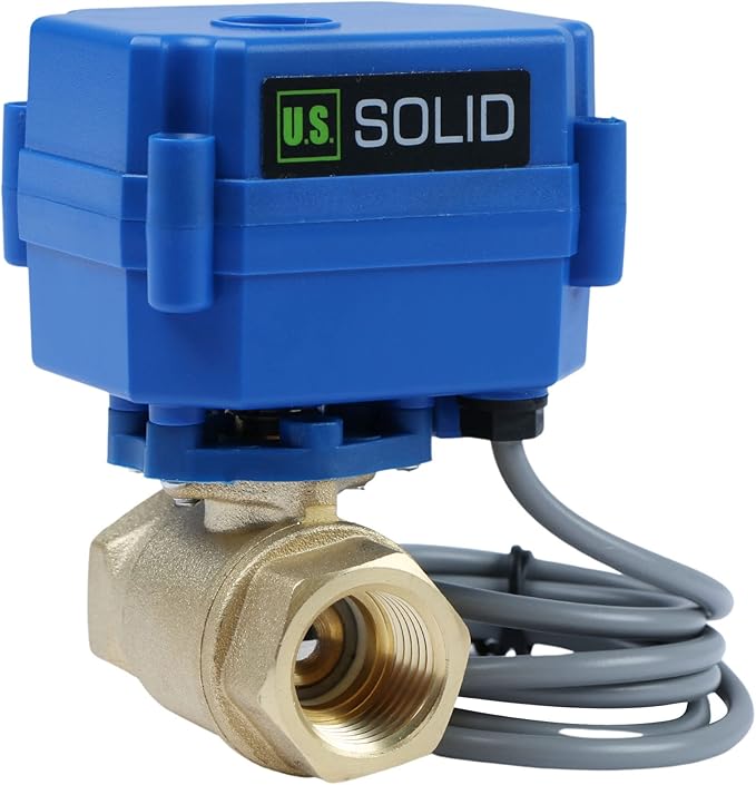 U.S. Solid Water Leak Detector - Water Leak Detect and Protect System with 1/2" Brass Motorized Ball Valve, Controller and 3 Sensors