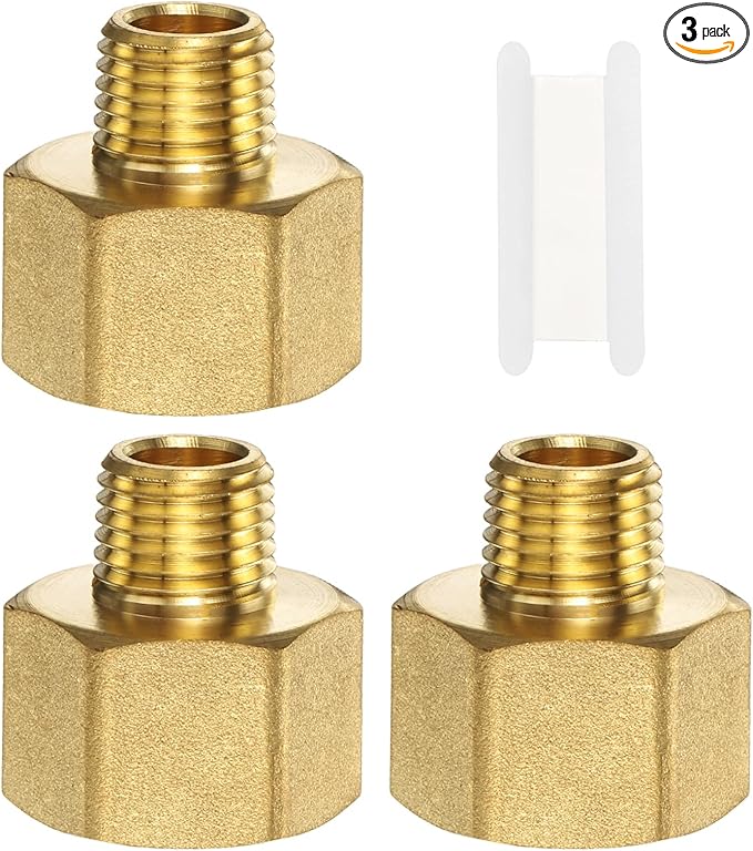 PATIKIL Brass Pipe Fitting, 3Pcs 1/4" NPT Male to 1/2" NPT Female Pipe Reducer Adapter Extension Connectors Brass Fittings for Water Gas Refrigeration