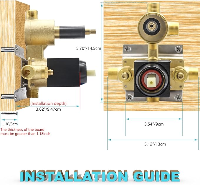 Concealed Brass 3 Way Outlet Function Shower Diverter Valve Flow Control Mixer Mixing Rough-In Shower Valve Kit, ‎Oil Rubbed Bronze