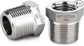 1/2" NPT Male to 3/8" NPT Female Reducer Bushing,2 Pcs 304 Stainless Steel NPT Reducing Adapter Pipe Fitting, Heavy Duty Pipe Hex Bushing for Reducing Pipe