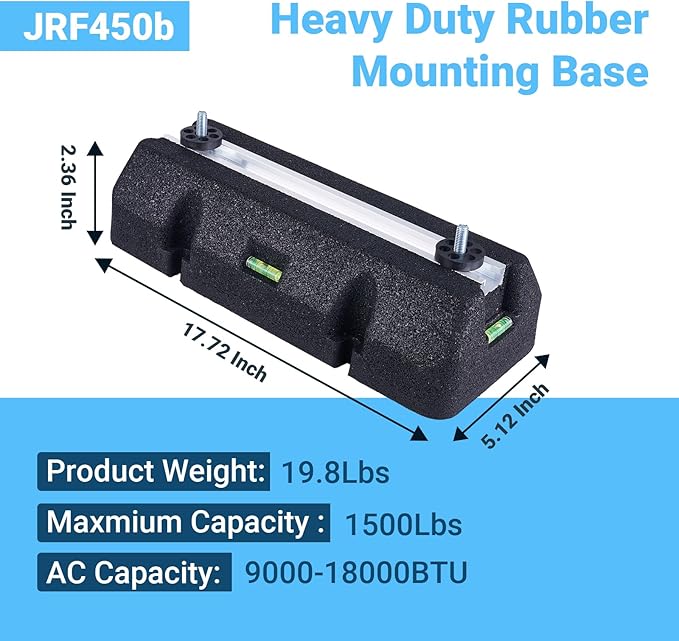 Floor Mounting Base Kit Mini Split Air Conditioning Systems, Heavy-Duty Condenser Pad for AC Condensers Heat Pump System, Rubber Anti-Vibration Pads Outside 1500lbs 9000-18000BTU