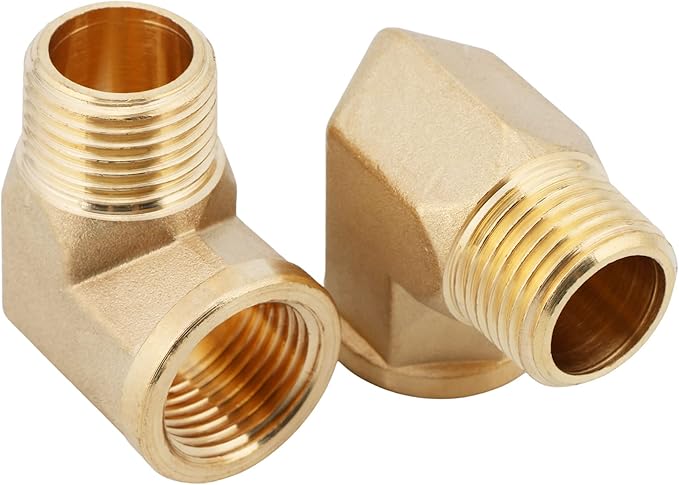U.S. Solid 2pcs 90 Degree Barstock Street Elbow Brass Pipe Fitting 1/2" NPT Male Pipe to 1/2" NPT Female