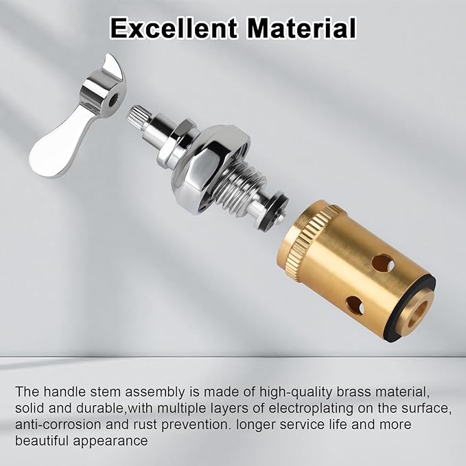 Brass Spindle Assembly for Commercial Faucet Valve Spool Replacement Hot Cold Side Handle Stem Assembly Cartridge Fit Kitchen Restaurant (1 Pair)