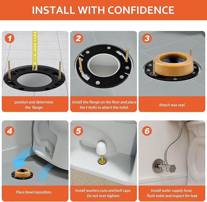 Extra Thick Toilet Wax Ring Replacement Kit with Flange & 16" Water Supply Line (7/8 in. Ballcock x 3/8 in. Comp) – Toilet Installation Kit, 3"/4" Drain Compatible, Toilet Flange Repair Kit