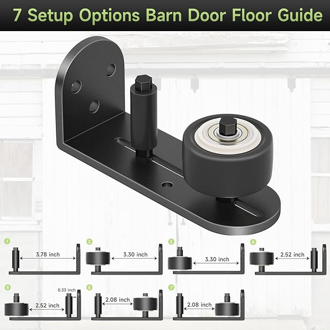 Sliding Barn Door Floor Guide, Quiet Bearing, Barn Door Adjustable Rubber Rollers, Barn Door Floor Track, Flush Bottom, Round Edge Design, 4.49" L*1.57" W*1.97" H