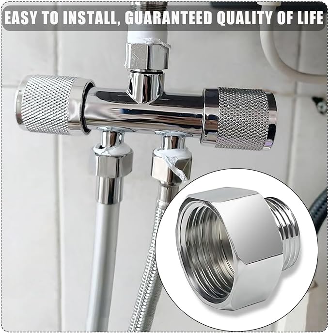 4 PCS Water Line Adapter, Pipe Fittings in 1/2" Female to 3/8" Male Reducer Adapter, Faucet Supply Hose Adapter, Compression Fitting for Kitchen Bathroom Faucet, Pipe Connector with Rubber Washer