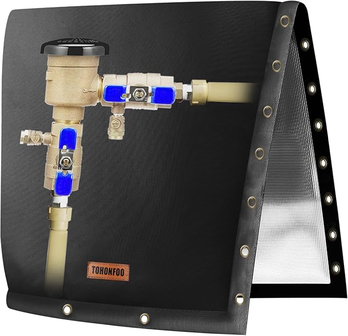 2-Way Opening Backflow Preventer Pipe Insulation Cover (5°F) - Irrigation Sprinkler Valve Cover - Water Well Pump Cover - Sturdy 5 Layers for Winter Freeze Protection (30" W x 30" H, Black