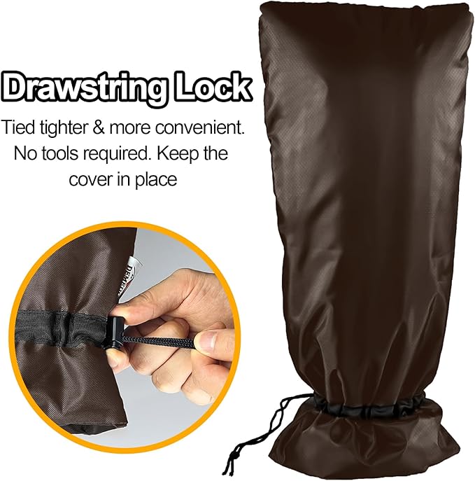 Extended Outdoor Faucet Cover for RV Park Water Hydrant Insulated, 3M Thinsulate Insulation Sprinkler Freeze Protector for Winter & Summer, 35”H x 15”W for Garden Lawn Faucets & Yard Hydrant - Brown