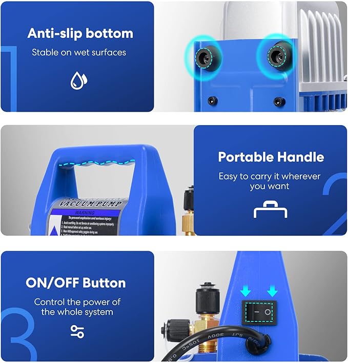 VIVOHOME 110V 1/3 HP 4.5 CFM Single Stage Rotary Vane Air Vacuum Pump with Oil Bottle