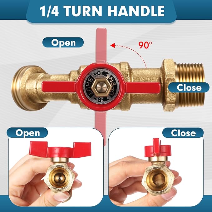 VIHOSE 10 Pack Male Hose Bib Mip, 3/4" Mip x 3/4" Mht, 1/4 Turn Outdoor Brass Water Hose Spigot Heavy Duty Faucet Shut off Valve for Garden Patio Outdoor(Red)