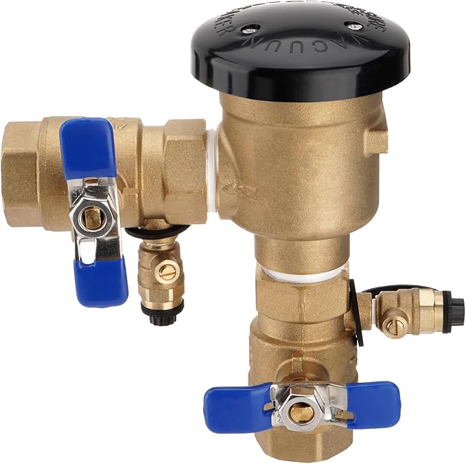 SPARKWHIZ 1" 720A Pressure Vacuum Breaker Assembly, Brass Backflow Preventer Valve, for Lawn Irrigation, Garden Watering, Commercial Water Supply Systems, and Industrial Water Systems, Max 400 PSI