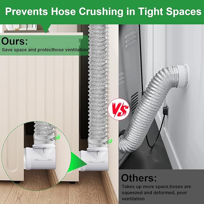 Dryer Vent Connector Kit with 90 Degree Elbow & 6-Layer Hose – 4 Inch Tight Space Dryer Vent Connector – Crush-Proof, Flexible Dryer Duct Hose for Electric Dryers