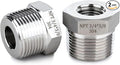 3/4" NPT Male to 3/8" NPT Female Reducer Bushing,2 Pcs 304 Stainless Steel NPT Reducing Adapter Pipe Fitting, Heavy Duty Pipe Hex Bushing for Reducing Pipe