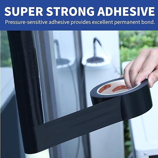 TAPEBEAR Corrosion Protection Pipe Tape, 10mil Pipe Wrap Tape for Drain Pipe, Metal Electrical Outdoor Underground Pipe, Waterproof PVC Black Tape Thicker for Hose Leak Proof, 3Inch x 33Yard