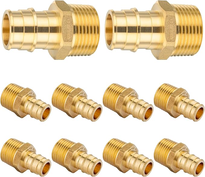 10-Pack HeSun PEX A Expansion Fitting, 3/4 Inch Male Thread Adapter,3/4" Male NPT x 3/4" Pex Expansion Adapter,ASTM F1960(PEX1960018)