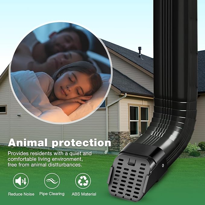 3"x4" 2 Pack Gutter Downspout Extensions Gutter Downspouts Downspout Diverter Outlet Filter and Leaf Guard for Bottom of Downspouts Extender
