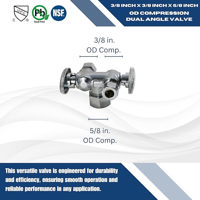 XFITITNG OD Compression Valves - 5 Pcs, 3/8 Inch & 5/8 Inch, Dual Angle
