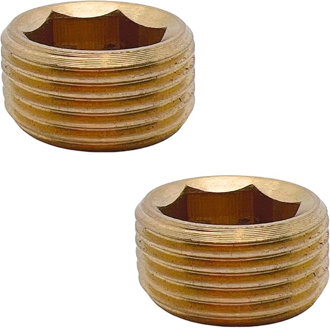 2pcs 1/2" NPT Male Brass Pipe Plug Counter Sunk Internal Hex Head by CX WONDERLAND