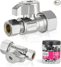 Pro 8-Pack EFIELD Straight Stop Valve 1/2" Nominal (5/8" OD) Compression x 3/8" OD, 1/4-Turn, Heavy Duty, Chrome Plated LF Brass,(VALVE373)