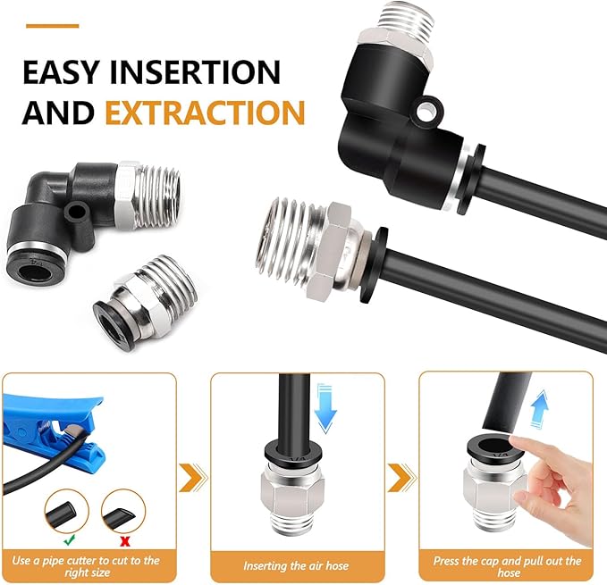 mankk 12PCS 1/4 Inch Tube OD x 1/8 Inch NPT Thread Elbow and Straight Combination 1/4 Push to Connect Fittings Pneumatic Fitting Kit Air Hose Quick Connect Fittings