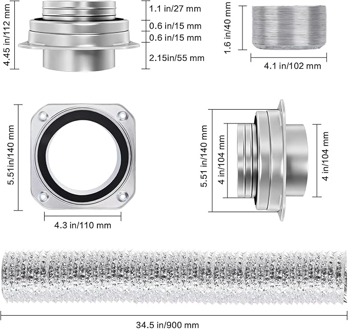 Magnetic Dryer Vent Coupling, Self-Connecting with Strong Magnetic Force, Easy to Install. Magnetic Dryer Vent Connection Kit, Comes with Clips and Screws (Silver)
