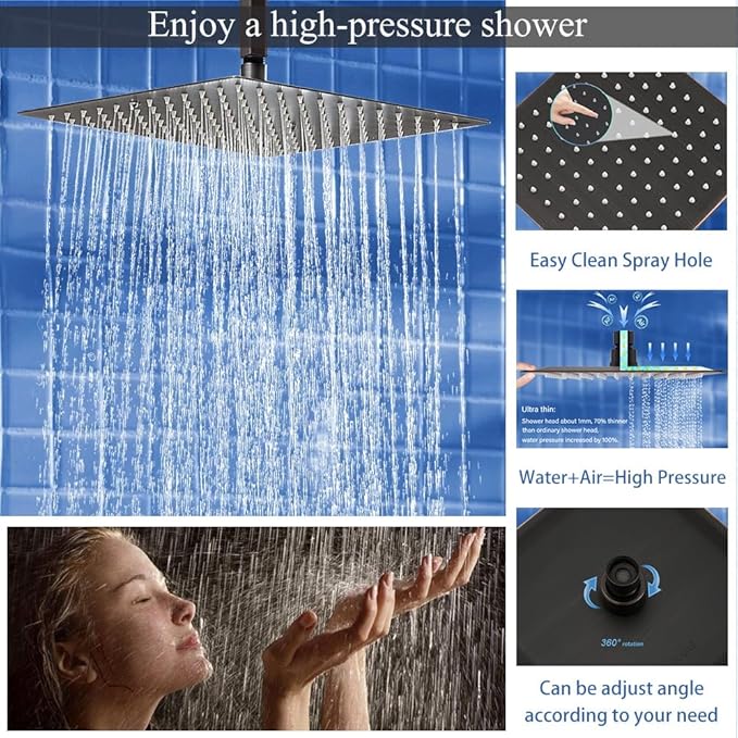 Shower Faucet Set Oil Rubbed Bronze Shower System, Knob Switch Diverter Shower Faucet with High Pressure Handheld Spray, Ceiling Mount 12 Inch Shower Head with 6 Inch Wall Mount Shower Head