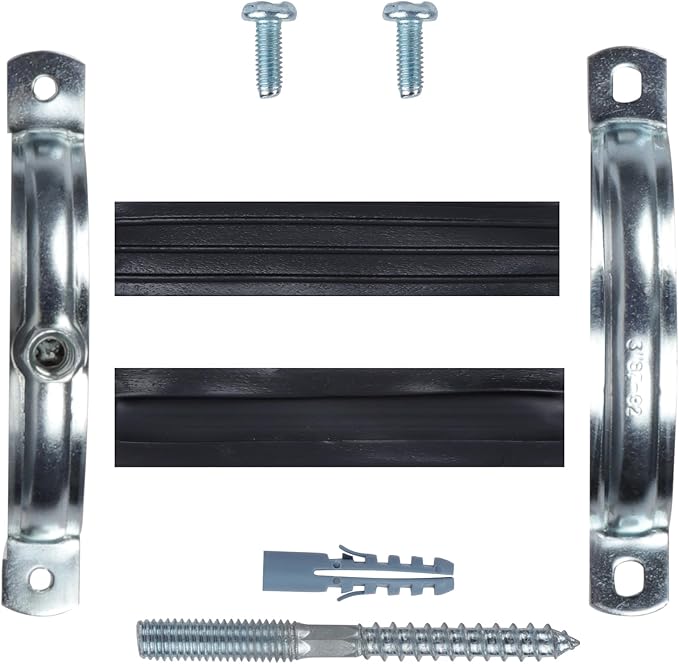 4 PCS Split Ring Pipe Hanger, Heavy Duty Adjustable Pipe Bracket Clamp with Screw & Expansion Tube, Wall Ceiling Mount Galvanized Iron Pipe Strap Supports Fit for Pipe OD 3.4-3.6 Inch(87-92mm)