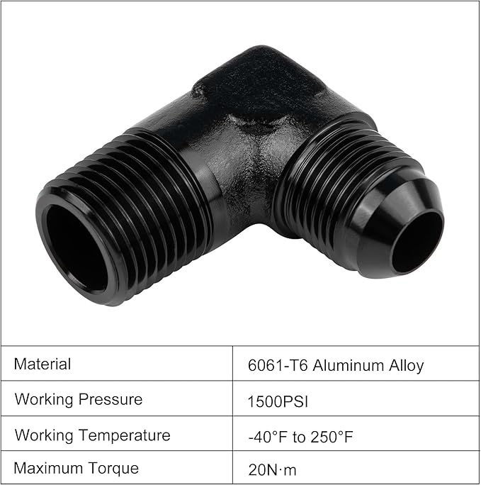 EVIL ENERGY 8AN to 1/2" NPT Male 90 Degree Fitting Adapter Aluminum
