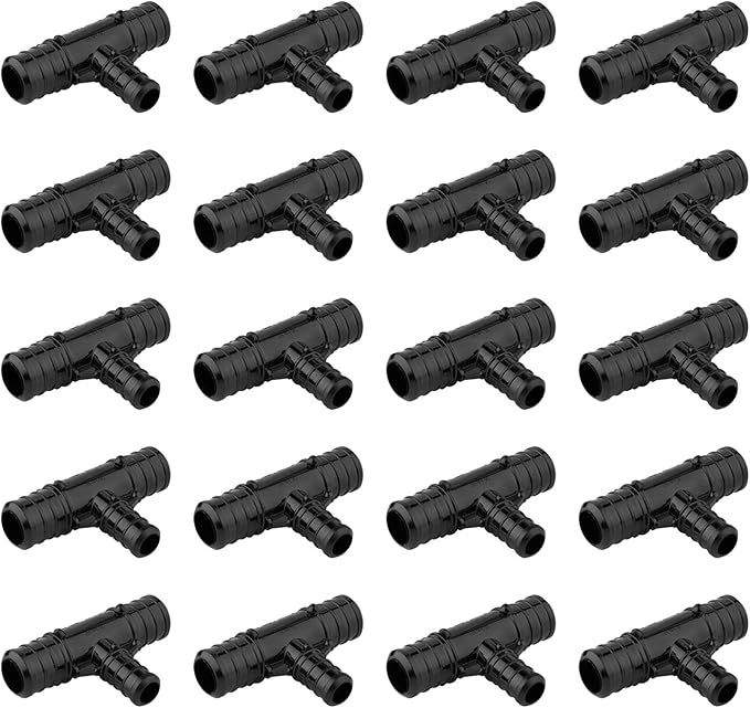 (Pack of 20) EFIELD Poly PPSU Barb Crimp Pex Fitting 3/4" X 3/4" X 1/2" Reducing Tee For Pex Tubing Connection, ASTM F2159,(PPSU1807010-20PCS)