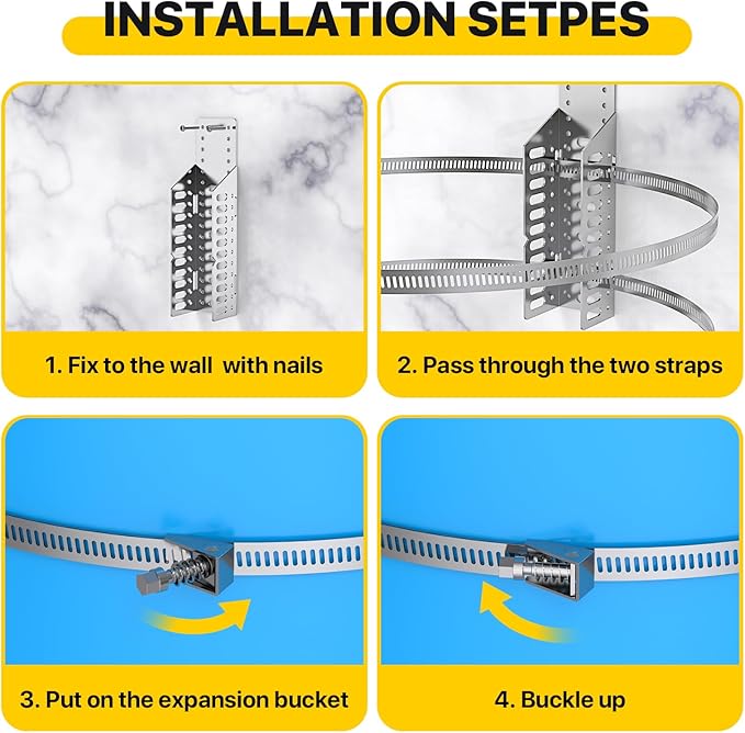 2 Set Expansion Tank Mounting Bracket for Hot Water Heater,Thermal Expansion Tank Holder with 2 Earthquake Straps,Support 5-Gallon Hot Water Tanks up to 13 inches in Diameter