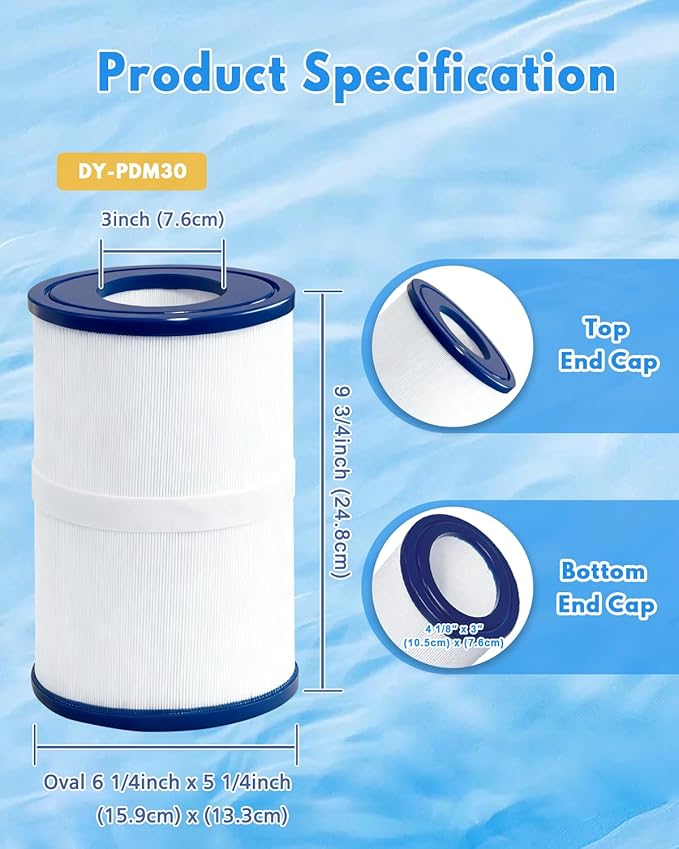 PDM30 Spa Filter Replacement Oval Hot Tub Filter Cartridge 30 Sq. Ft. (2 Pack) for 461269 FC-9940 FC9940M 730L 730S