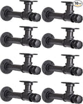 Black Iron Wall Mount Pipe Shelving Bracket Rustic Pipe Decor Wall Mount for 8"-16" inch Wood Floating Bracket with All Accessories Included, 8.6 inch 8 Pack