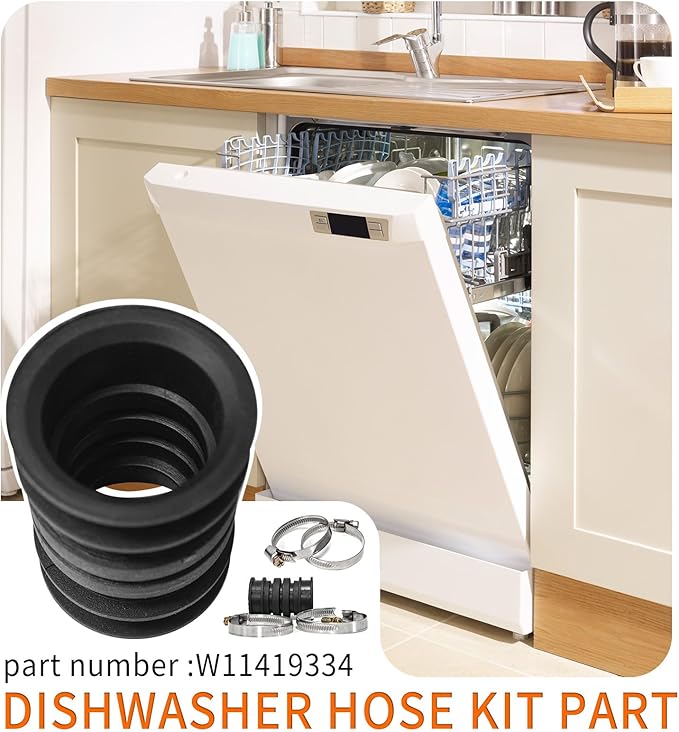 Dishwasher Hose Kit W11419334 for Whirlpool Jenn-Air KitchenAid Maytag Kenmore AP6981352 4960330 W11250985 PS12745538 EAP12745538 Circulation Pump to Sump Connect Hose (2-Piece)