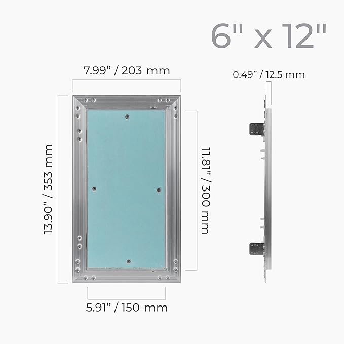 6" x 12" Drywall Access Panel – Waterproof Aluminum Frame Gypsum Hatch – Wall & Ceiling Inspection Door – Easy Install Removable Cover for Plumbing, Electrical, Utility & Ventilation Access