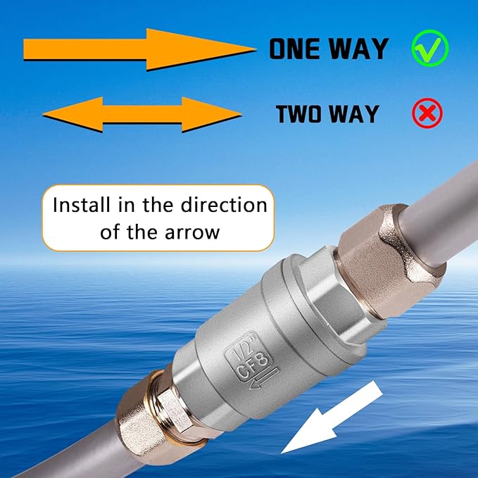 Boltigen 1/2 Inch NPT Thread Stainless Steel Spring Check Valve, Non Return One Way Horizontal Check Valve, Vertical Inline Water Check Valves for Well, Pump, Tank, Backflow Prevention