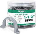 8pcs 1-1/2 Inch PVC Pipe Straps, 2-Hole Plastic Pipe Clamp, Conduit Clamp for Reinforcing Pipes, Conduits and Tubes