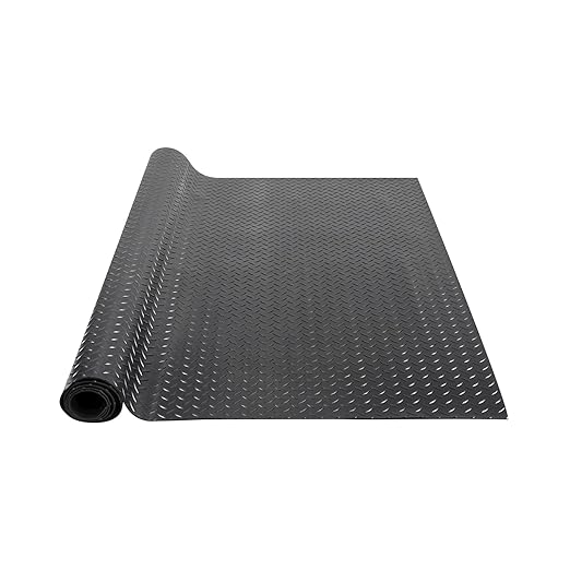 VEVOR Diamond-Plate Rubber Flooring Roll, 3 mm x 4 ft x 10 ft Garage Floor Mat, SBR, Easy to Clean, Diamond Plate Rubber Mat for Under Cars, Garage Industry Gym, Black