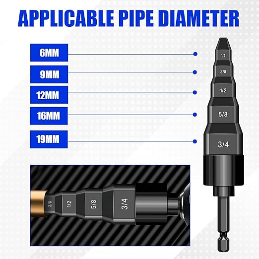 4 Sets HVAC Flaring Tools, Swaging Tube Repair 5 in 1 Air Conditioner Copper Pipe Expander Flaring Swaging Drill Set Copper Tubing Tool with 1/4", 3/8", 1/2", 5/8", 3/4" Bits, Black and Red