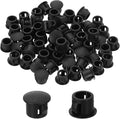 uxcell 50Pcs Plastic Hole Plugs, 8mm(5/16") Flush Type Panel Plugs, Round Snap Knockout Locking Plugs for Furniture Insert End Caps Panels, Black