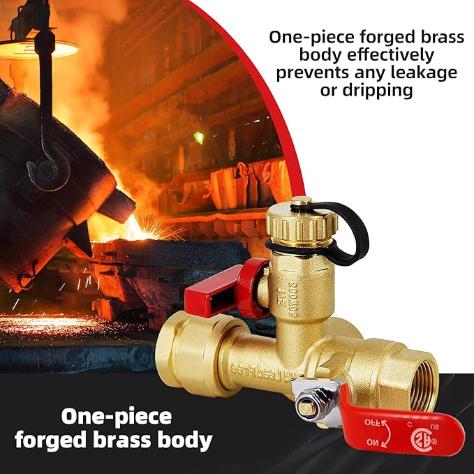 VAV 3/4-Inch IPS Isolator Tankless Water Heater Service Valve Kit, with Pressure Relief Valve, CSA LISTED, Clean Brass & NPT Thread
