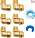 SUNGATOR 3/4 Inch Male Adapter Elbow, 3/4 Inch MNPT, No Lead Brass Push-to-Connect Plumbing Fittings for PEX Pipe, Copper, CPVC, with 1 Disconnect Clip and 1 Sealing Tape, Pack of 6
