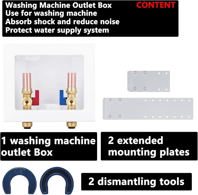 Washing Machine Outlet Box Push to Connect with Copper Hammer Arrestors, Inlet 1/2 inch Push to Connect x Outlet 3/4 inch NH Thread LI-XYJH-650(1 PCS)