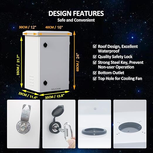 Outdoor Galvanized Electrical Enclosure Box, 24 * 16 * 12 inches IP Weatherproof Floor-Standing Electrical Cabinet…