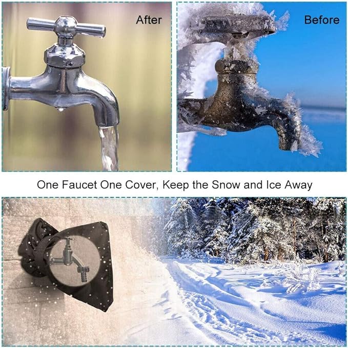 Outdoor Faucet Covers for Winter - 4 Pack Pro 6.7" W x 8.3" H Outdoor Water Faucet Cover Socks for Winter Freeze Protection Pipe Insulation Reusable Waterproof Insulated Spigot backflow Cover,Black