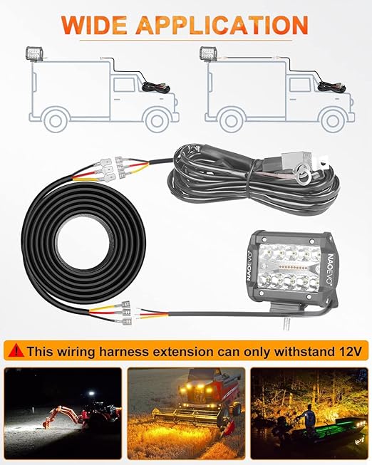 NAOEVO 22 Gauge Wire 3 Conductor Electrical Wire, 22 AWG Stranded PVC Cord, 12V Low Voltage/Tinned Copper/Flexible Cable for Automotive Wiring, Lamp Cord, Marine Cable (50FT)