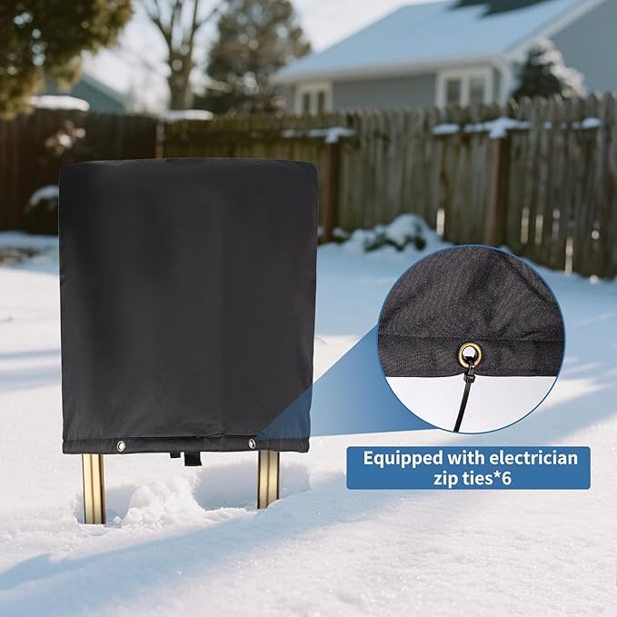 Insulated Backflow Preventer Pouch - Outdoor Pipe Insulation for Winter, Well Pump & Sprinkler Valve Protection (Black 30" W×26" H)