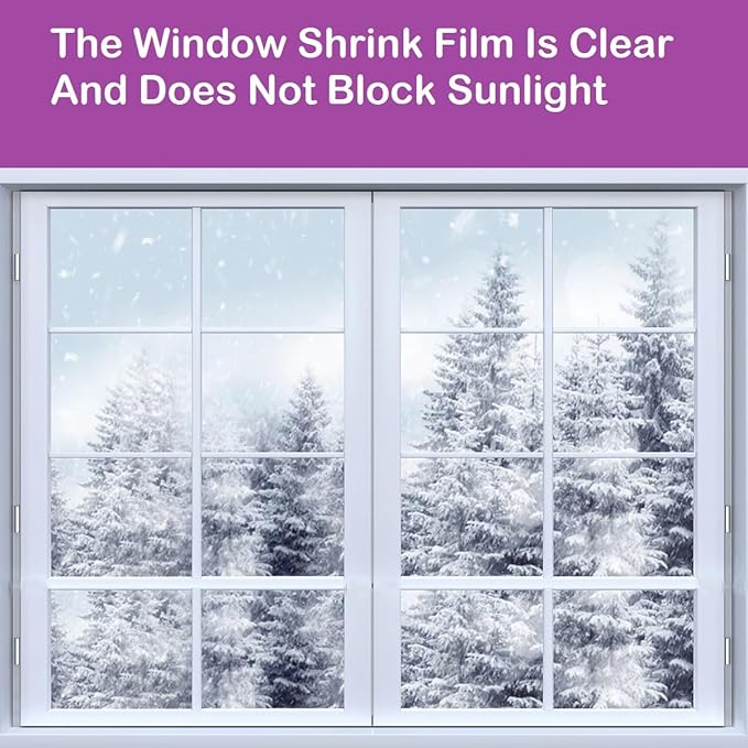 Indoor Window Insulation Kit, Clear Window Film for Heat and Cold (3 Windows (62x126 in))
