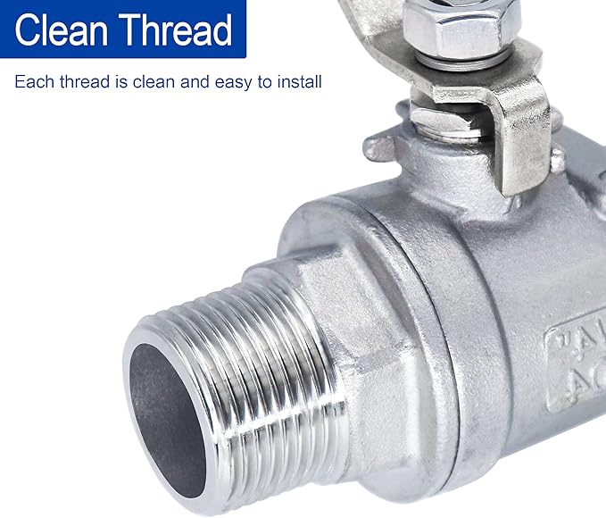 Ball Valve 3/4",3/4" Stainless Steel 304 NPT Water Valve, 3/4 inch Shut Off Valves for Oil and Gas with Blue Locking Handles 1000 WOG (3/4 inch, 1 pack)