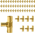 50-Pack PEX Fittings Niikappu 3/4"x3/4"x1/2" Pex Tee, Brass Crimp Pipe Fittings for PEX Pipes, ASTM F1807